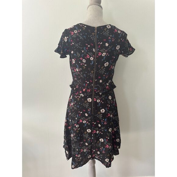 Xhilaration Black Ruffle Floral Short Sleeve Dress size M - Picture 2 of 10